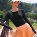 RUNNING GIRL Long Sleeve Workout Tops for Women Soft Crew Neck Basic Tight Cropped Top Casual Seamless Shirt (XL)