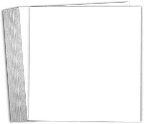 Hamilco 8x8 White Scrapbook Cardstock Paper 80lb Cover Card Stock 100 Pack (Bright)