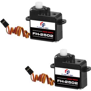 FLASH HOBBY 2PCS Plastic Gear Servo FH2502 2G Micro Servo Kit Compatible for RC Helicopter Airplane Car Boat & Robot Parts(JR Plug)