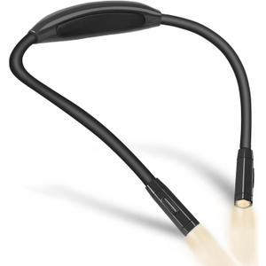 Vekkia Lightweight Neck Reading Light - 3 Colors, 9 Brightness Levels. Rechargeable & Hand - Free. for Reading in Bed, Knitting, Crocheting, Sewing & Crafts, with Long - Lasting and Portable Design (Black)