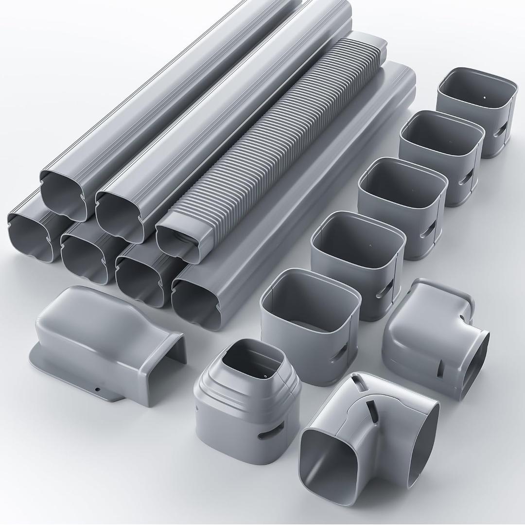 4'' 23Ft Mini Split Line Set Cover, Upgraded UV-Proof PVC Pipe | DIY Decorative Lineset Cover Kits with Flexible Duct for Mini Split Air Conditioner, Central AC, HVAC, Heat Pumps