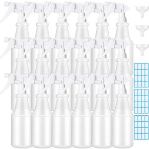 Yinder 18 Pcs 16 Oz Plastic Spray Bottle Bulk Empty Refillable Spray Bottles for Cleaning Solution Leak Proof Water Sprayer with Adjustable Nozzle Mist/Stream Mode(White)