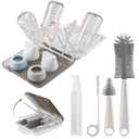 Baby Bottle Brush,6 in 1 Bottle Cleaner Set with Extendable Silicone Bottle Brush,Drying Rack,Nipple & Straw Brushes,Soap Dispenser & Organizer Case,Ideal Gifts for Babies& Moms
