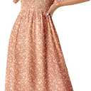 Dokotoo Womens Dresses 2025 Square Neck Tie Backless Summer Dresses Cap Sleeve Floral Buttoned Empire Waist Maxi Dress (S)