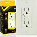 Faith 15A GFCI Outlet, ETL Listed, Tamper-Resistant GFI Duplex Receptacles with LED Indicator, Self-Test Ground Fault Circuit Interrupter with Wall Plate (1 Pack, Light Almond)