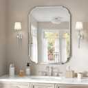 Silver Wall Mirror-Beveled Edge Frameless Mirror for Bathroom, Vanity, Bedroom, Rectangle Mirrors 32X24inch