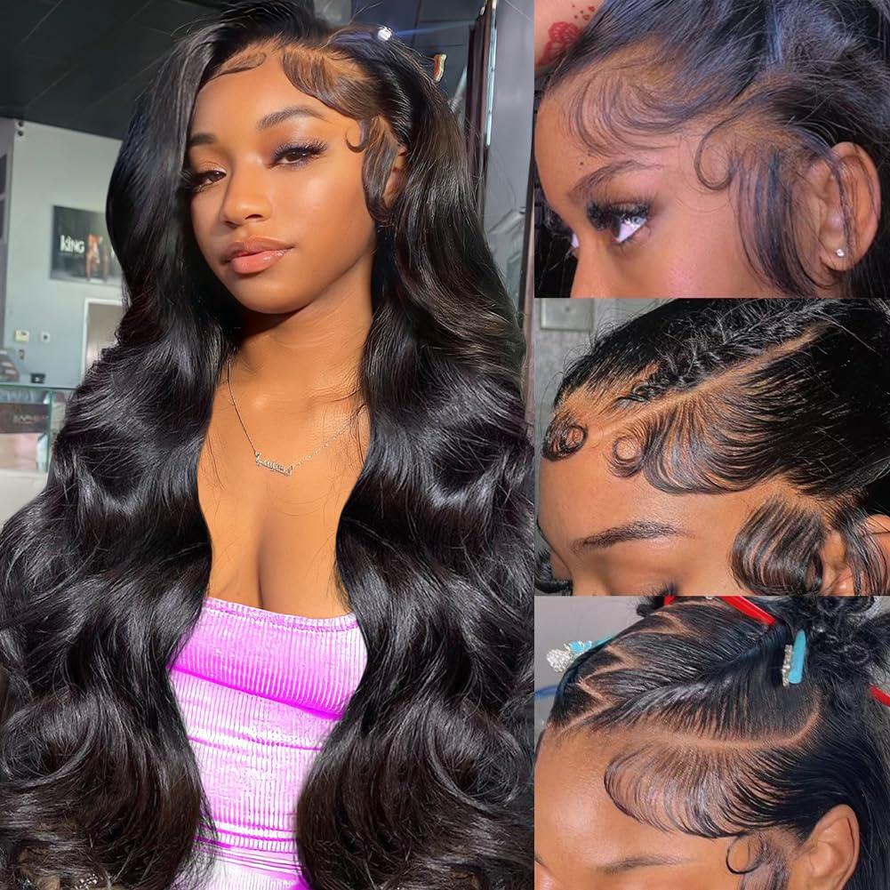 MCLOUD 30 Inch Body Wave Lace Front Wigs Human Hair 13x6 HD Lace Frontal Wigs Human Hair Pre Plucked 200 Density Natural Color Glueless Wig for Women