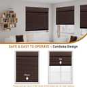 SEEYE Cordless Bamboo Roman Shades, Blackout Natural Bamboo Blinds for Indoor Windows, Roll Up Blind Privacy Shade for Home, Office, Door, UV Resistant & Easy to Install, 28" W x 64" H, Brown