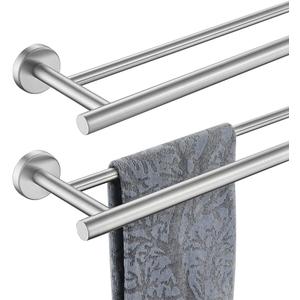 JQK Double Towel Bar 27 Inch, Brushed Steel Useable Length 24 Inch 304 Stainless Steel Thicken 0.8mm Bath Towel Rack for Bathroom, Towel Holder Wall Mount 2 Pack, TB100L24-BN-P2