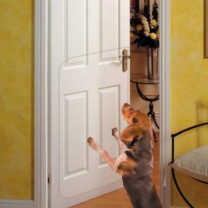 In hand Clear Pet Door Scratch Protector Shield Protect Your Furniture, Heavy Duty Deluxe Flexible Door Guard Cover (24"W x 44"L)