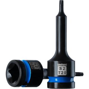 toolant Torx T20 Impact Bit Socket Set 2pcs,1/2" S2 Steel Air Drive Star Sockets, Long High Impact Bits,Professional Mechanic & Automotive Repair Socket Set