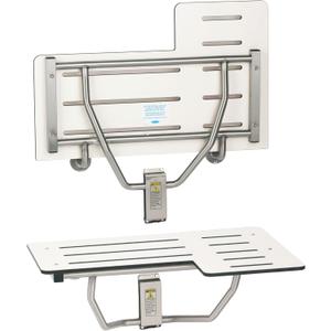 Bobrick Reversible Folding Shower Seat, White/Stainless Steel