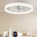 Smart Ceiling Fans with Light and Remote,20'' Low Profile Ceiling Fan with 6-Speed & Dimmable LED, Alexa/APP Home Voice Control, App, Reversible Airflow, App Timer, for BedroomWhite