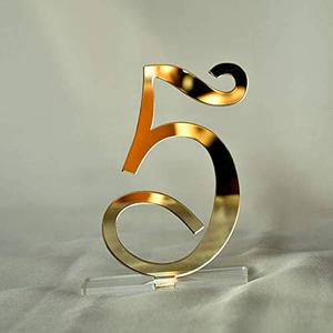 Elegant Mirror Acrylic Standing Table Numbers, Mirrored Wedding Decor (Gold, 1-10)