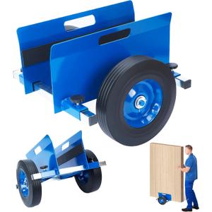 Heavy Duty Panel Dolly Blue Slab Cart 1100LBS Capacity Door Dolly with 10" Solid Wheels, Adjustable Drywall Mover Panel Drywall Cart Material Handling All Terrain
