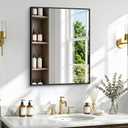 Bathroom Mirror 40x32 Inch, Metal Framed Rectangle Vanity Mirror for Wall