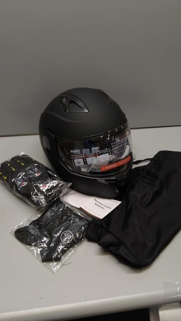 Adult Modular Motorcycle Helmets, DOT Approved Flip up Dual Visor Full Face Helmet for Men Women Moto ATV UTV Snowmobile ADV Four Wheeler Street Bike with Gloves & Mask XL