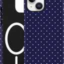 Jusy Compatible with MagSafe Polka Dot Case for iPhone 13/iPhone 14, Cute Aesthetic Polka Dots Magnetic Phone Case, Soft TPU and Hard PC Protective Phone Cover for Women Girls (Matte), Navy Blue