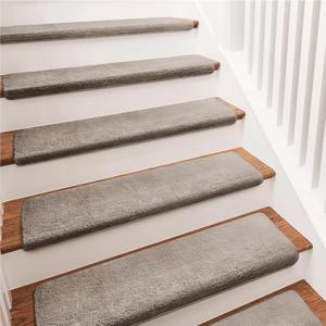 PURE ERA Carpet Stair Treads Ultra Plush 9.5" X 30"Soft Bullnose Indoor Stair Protectors Pet-Friendly Non-Slip Skid Resistant Tape Free Washable Reusable(7 Pieces, Cream Gray)