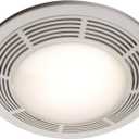 Broan-NuTone 750 Round Fan and Light Combo for Bathroom and Home, White Grille with Glass Lens, 100-Watts, 3.5 Sones, 100 CFM