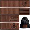 Harsgs 64PCS Blank Leatherette Hat Patches, Retangle Laserable Rustic Leatherette Patch with Adhesive for Heat Press/Transfer Iron-on, Retangle Deep Brown