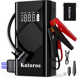 Jump Starter with Air Compressor, 4000A Portable Car Battery Jump Starter (9.0L Gas/7.0L Diesel), 150PSI Tire Inflator 12V Battery Jumper Starter Portable Jump Box with Jumper Cables, LED Light