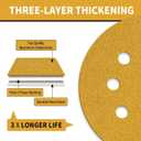 100 Pcs 5 Inch Sanding Discs Hook and Loop, 60 Grit Sandpaper for Woodworking or Automotive, 8 Hole Gold Premium Dustless Random Orbit Sandpaper
