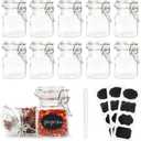 12 Pack Glass Jars with Airtight Lids, 3.4 oz Small Spice Jars, 12 Pack Empty Mini Glass Bottles with Silicone Gasket, Herb Containers with Chalkboard Labels and Marker for Kitchen