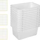 Zonon 12 Pcs Plastic Cubby Storage Bins Classroom Cubby Organization Storage Containers with 1 Pack Self Adhesive Labels Bin for Office Library School Home(White Color)