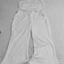 ThusFar Women Sexy 2 Piece Shorts Sets Outfits Halter Backless Crop Tops Bodycon Flared Pants Outfits Clubwear Romper (Large, Typeh-white)