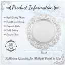 Uiifan 50 Pcs Silver Charger Plates Bulk 13'' Antique Plastic Chargers, about 13 inches in diameter