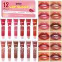 Dmsky 12 Pack Lip Gloss Set, 12 Colors Lip Oil for Dry Cracked Lips, Moisturizing Lip Balm Infused with Vitamin E for a Sheer Tint Of Color