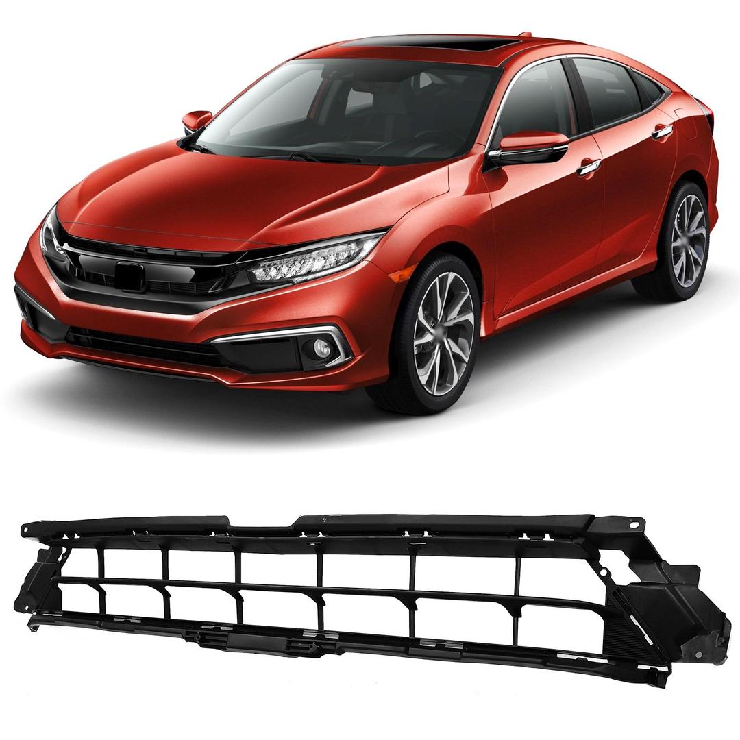 Front Bumper Lower Grille For 2019 2020 2021 Honda Civic Sedan Black Grill