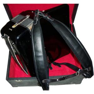 MUSIC FIRST Black Genuine Leather Super Wide Thick Comfortable 96 120 BASS Accordion Shoulder Strap Set Accordion Belt With FAST-ON BACK STRAP
