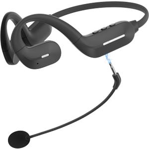 Earbay Open Ear Headphones with Mic, Bluetooth Headset with Microphone, Wireless Air Conduction Headphones with AI Noise Cancelling Mic & Mute Mode for Work, Meeting, Driving, Running, Workouts