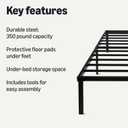 Amazon Basics Metal Bed Frame, Non-Foldable Platform Bed, Easy Assembly, Twin, 39W x 75L x 14H in, Black