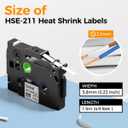 HSe-211 HSe211 Compatible with Brother Heat Shrink Tube P Touch TZe HSe Heat Shrink Tubing 5.8mm 0.23'' Wire Cable Labels for Brother PT-E300 E500 P900 P750WVP, 3-Pack, Black on White