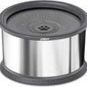 UPSKY Super Large Capacity No Spill Dog Bowl, 6.5L Stainless Steel Spill Proof Slow Water Feeder, Anti-Slip Mat for Messy Drinkers - Grey