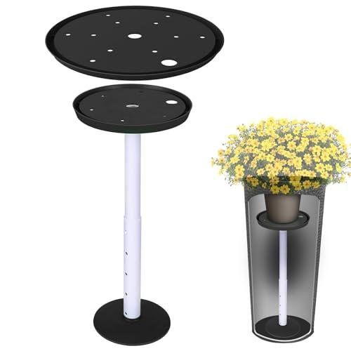 YLSAZL 2 Pack Adjustable Height Plant Risers for Inside Pots,21-33" Rise Plant Risers for, Indoor & Outdoor Insert with, Tall Square Round Taper Planter with 6''8" 10" Base & Top（Black - Long）
