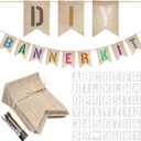30 PCS DIY Burlap Banner with 42 PCS Letter Stencil Kit For Birthday Personalized Burlap Banner Set For Party (30PCS Light brown)