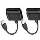 PS2 Controller to USB Adapter Converter, 2 Pack Compatible with PS1/PS2 Controller Gamepad to PS3/PC Controller No Need Driver