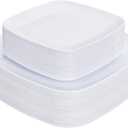 PULOTE 60PCS White Square Plastic Plates Disposable - Heavy Duty Party Plates Include 30 Dinner Plates,30 Dessert Plates for Parties&Weddings