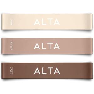 ALTA Mini Loop Bands for Exercise - Premium Durable Latex - Small Resistance Bands for Women, Booty Bands for Working Out, Leg Stretch Loops for Physical Therapy, Pilates Exercise Mini Bands Set (3 Pack - Latte)