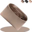 Ovignee Purse Organizer Insert for Handbags, Tote Bags, Speedy, Neverfull, ONTHEGO, Artsy - Silk Smooth with Bottle Holder - 4 Sizes (Brown)
