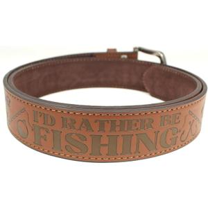 BC Belts I'd Rather Be Leather Belt Strap and Metal Buckle 1.5" Wide with Snaps - Great Gift for Golfing, Hunting, Fishing, Gaming