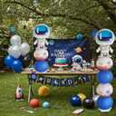 Astronaut Balloons Column Stand Kit And Paper Lantern 2 Sets 5.9 Feet with Reusable Metal Telescopic Design For Outer Space Themed Parties, Birthday, Baby Shower