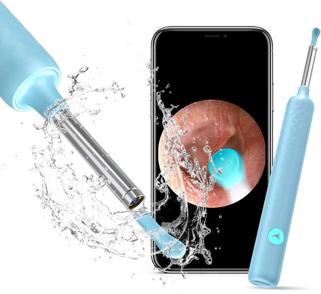 2 x DJROLL Ear Wax Removal, Earwax Remover Tool, Ear Camera, Ear Scope with Ear Wax Cleaner Tool Compatible with iPhone, iPad, Android Smart Phones (Blue)