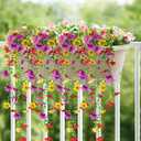 Artificial Fake Hanging Flowers Plants for Outdoor Spring Summer Decoration, 4pcs Faux Silk Realistic UV Sun Resistant Daisy for Outside Porch Patio Window Box Yard Home Decor (Colorful Mix)