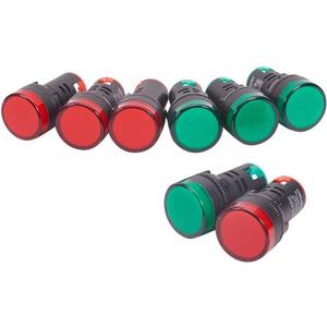 Othmro 8Pcs LED Indicator Pilot Light, AD16-22DS, 220V DC, 22mm Hole Dia Signal Indicator Dash Light, Plastic Shell Red Panel Mount Signal Pilot Dash Directional Light