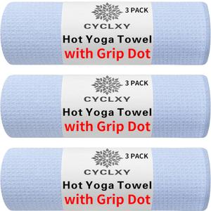 3 Pack Yoga Mat Towels with Grip Dot, Hot Yoga Towel Non Slip Yoga Mat Towel Non-Slip Sweat Absorbent Anti-Slip Yoga Towel for Bikram,Pilates